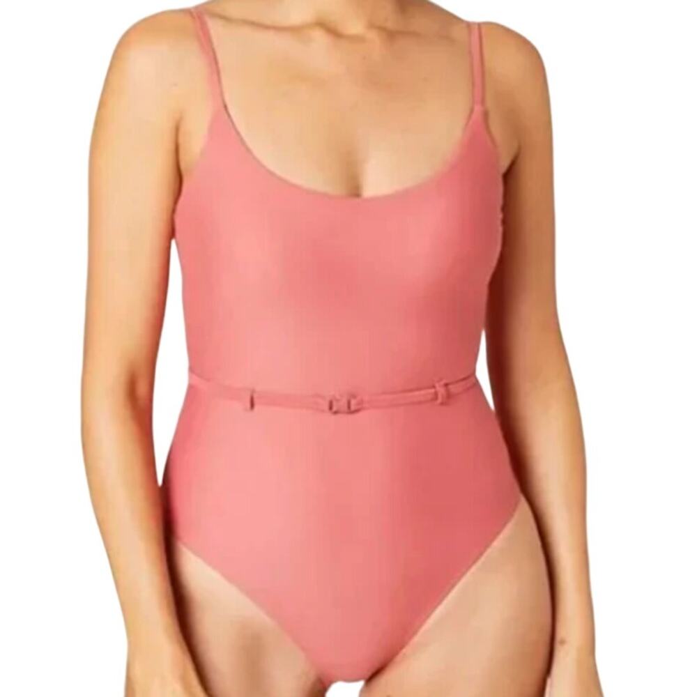 NWT Andie The Riviera One Piece Swimsuit Belted Pink Adjustable Straps Size M